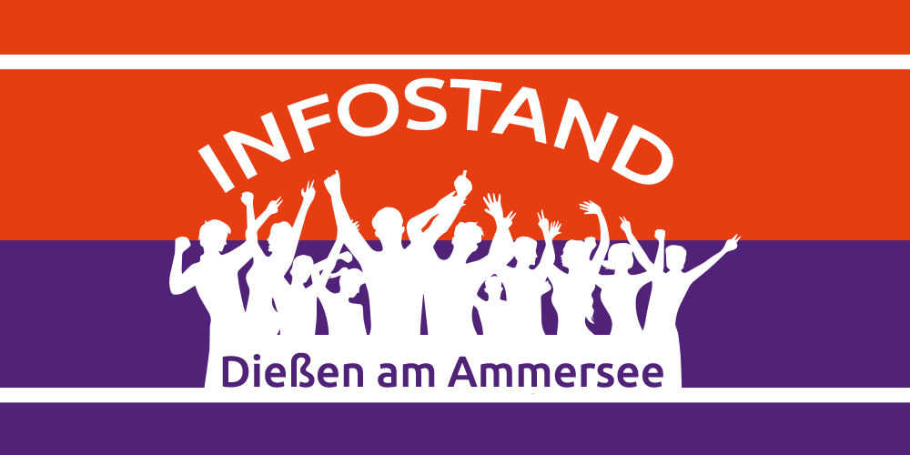 Rot-Lila-Weisses Icon für den Infostand in Dießen am Ammersee.