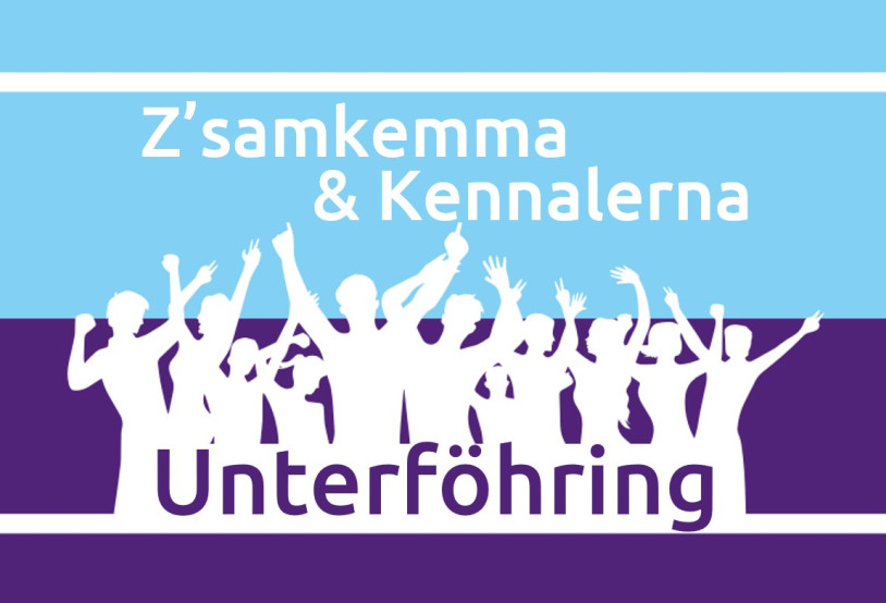 Logo in Volt colours that invites people to Meet & Greet in Unterföhring