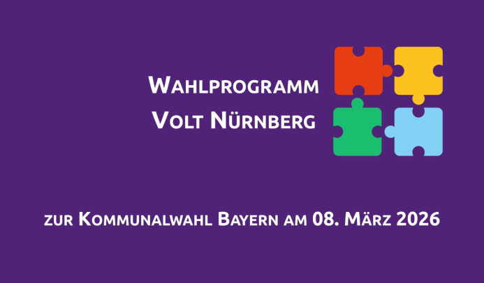 Titelblatt des Wahlprogramms von Volt Nürnberg zur Kommunalwahl 2026