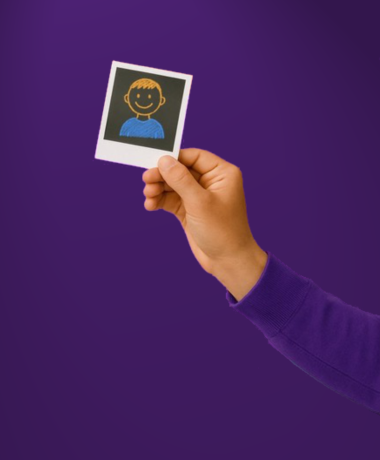 Postkarte mit Zeichnung einer Person