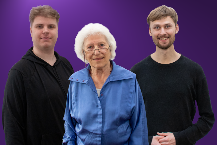 Gruppenportrait von Marwin Eising, Barbara Edinger und Benedikt Schatz