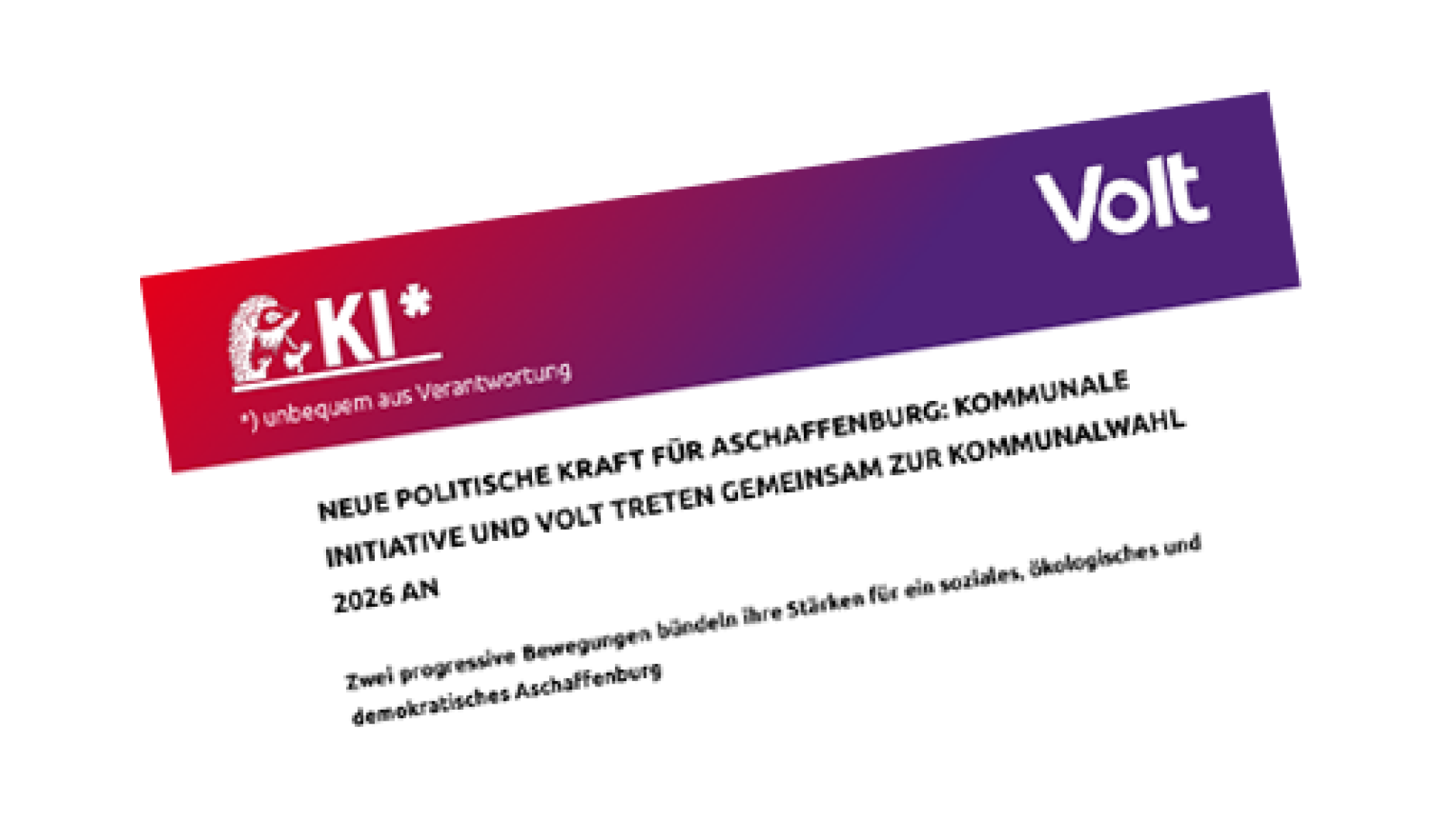Screenshot der Pressemeldung-Titelzeile des Bündnisses Aschaffenburg mit der kommunalen Initiative.
