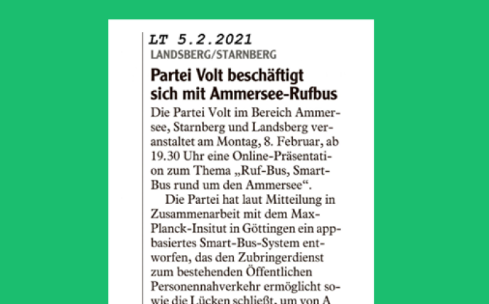 Zeitungsartikel Volt Rufbus 2021