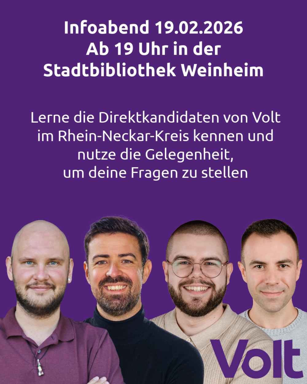 Einladung zu Infoabend 19.02.2026 ab 19:00 in der Stadtbibliothek Weinheim