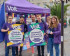 Das Team von Volt Karlsruhe vor unserem lila Pavillon auf dem Marktplatz