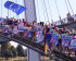 Foto einer VoltDemo auf der Rheinbrücke zwischen Frankreich und Deutschland bei Kehl