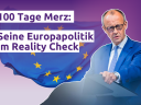 Bildmontage von Kanzler Merz vor einer Europaflagge