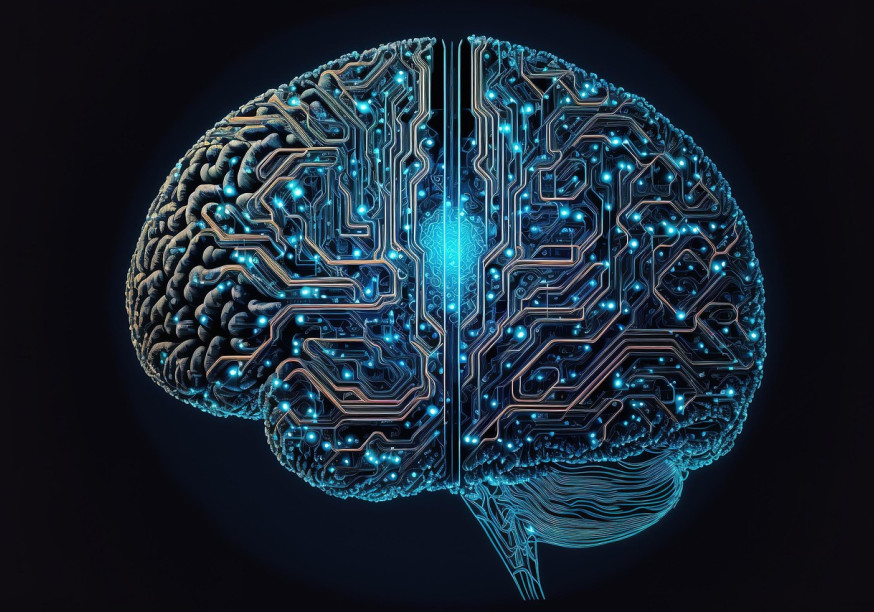 Künstlich generiertes Bild eines digitalen Gehirn, Bild von Kohji Asakawa auf Pixabay