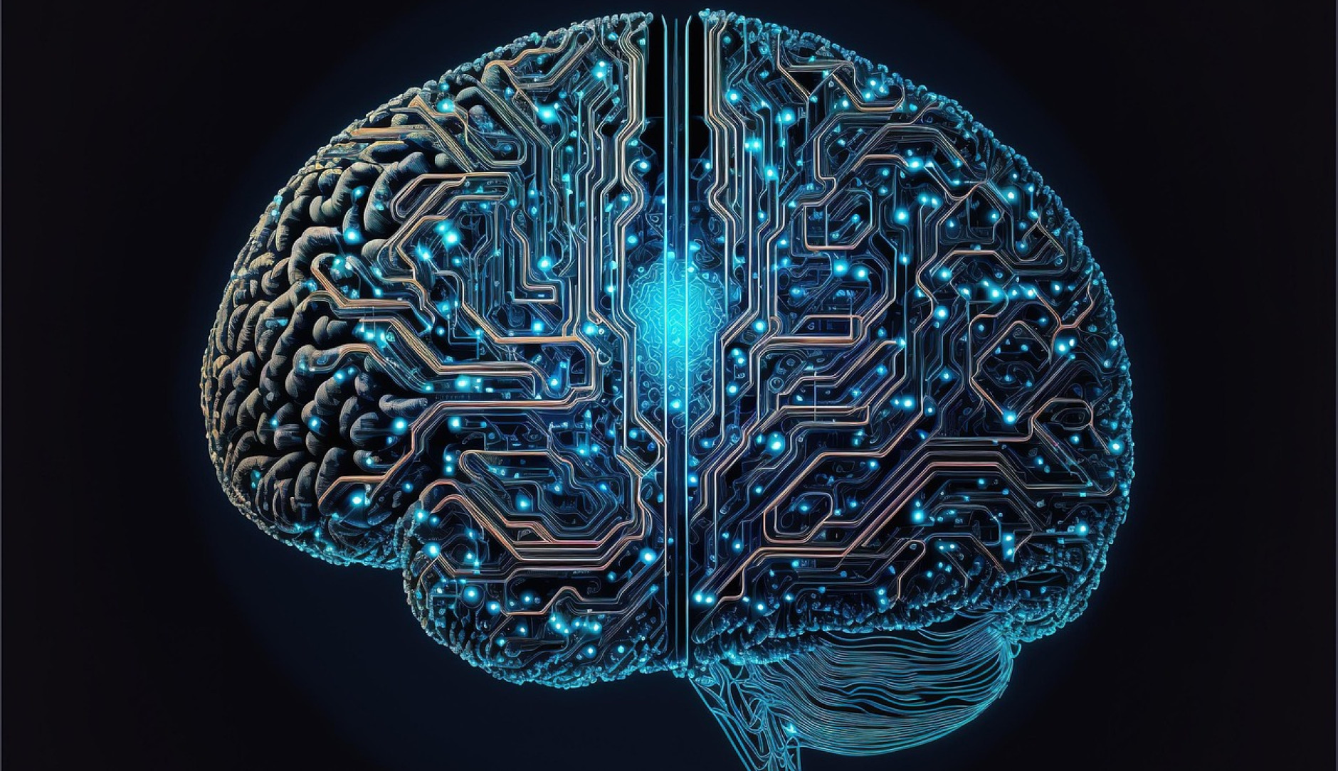 Künstlich generiertes Bild eines digitalen Gehirn, Bild von Kohji Asakawa auf Pixabay