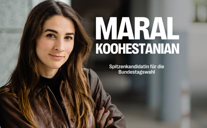 Portraitfoto von Maral Koohestanian, der Spitzenkandidatin von Volt Deutschland für die Bundestagswahl 2025