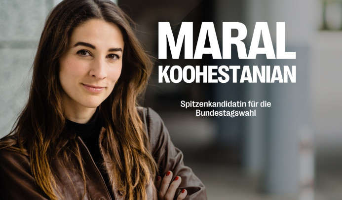 Portraitfoto von Maral Koohestanian, der Spitzenkandidatin von Volt Deutschland für die Bundestagswahl 2025