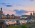 Silhouette der Altstadt Dresden im Sonnenuntergang