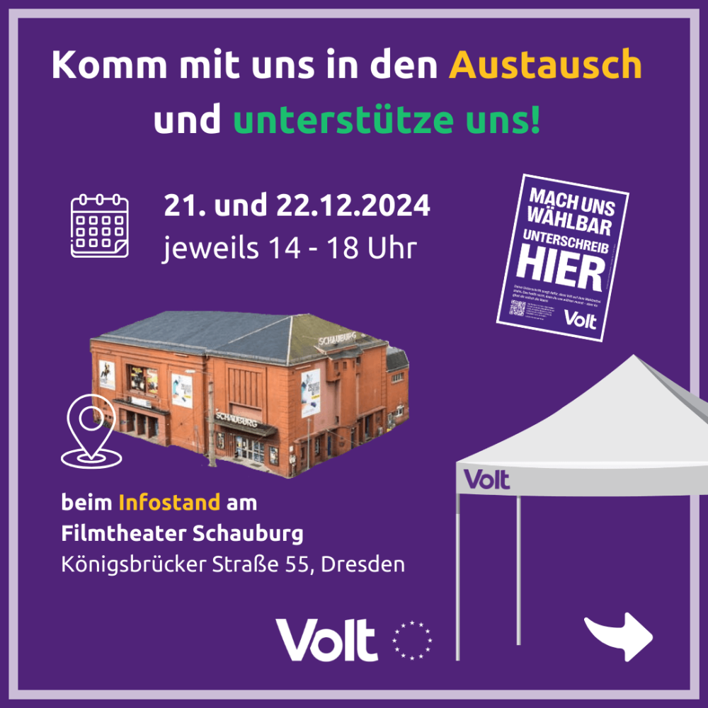 Infostand am Filmtheater Schauburg am 21. und 22.12.2024 jeweils von 14-18 Uhr