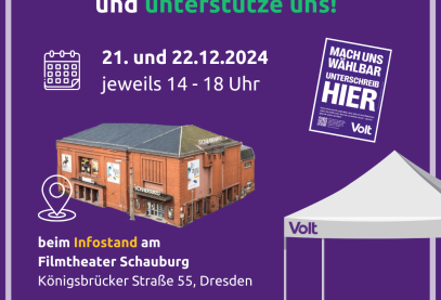 Infostand am Filmtheater Schauburg am 21. und 22.12.2024 jeweils von 14-18 Uhr