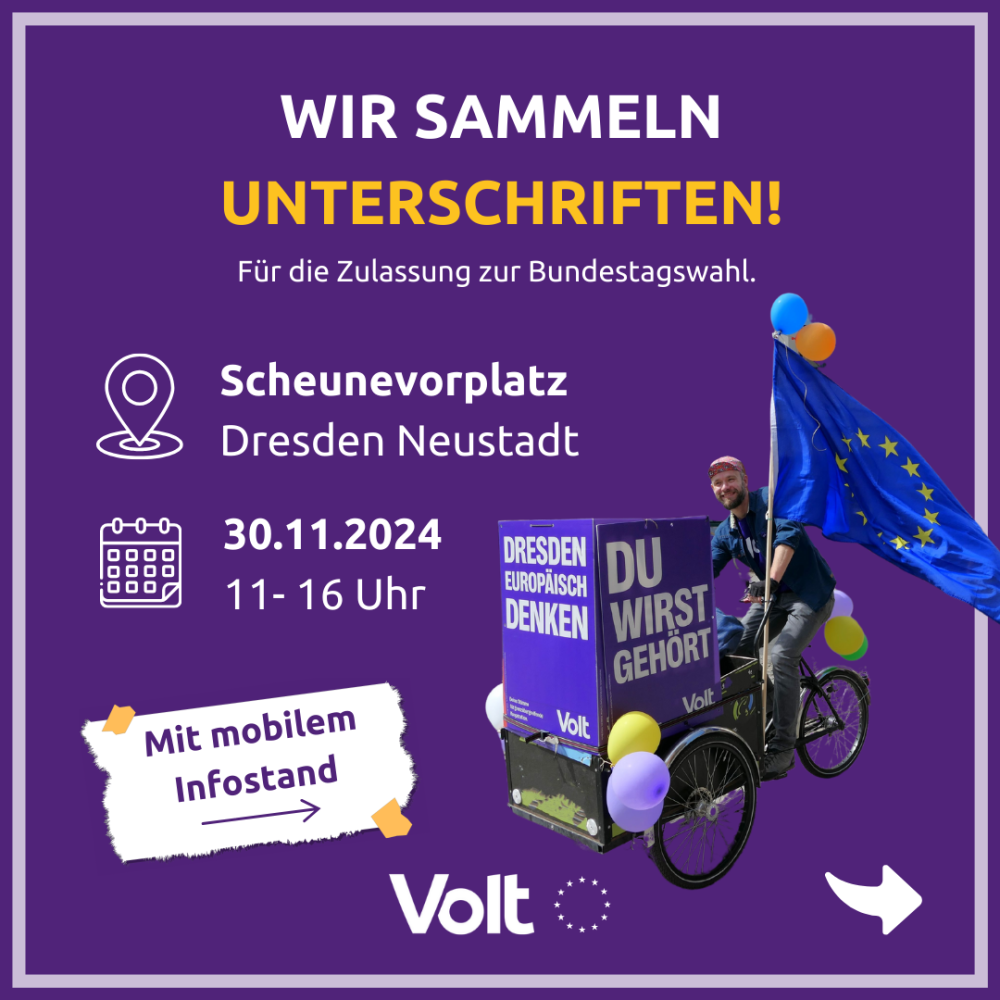 Wir sammeln Unterschriften am Scheuvorplatz, Dresden Neustadt, 30.11.2024 11-16 Uhr