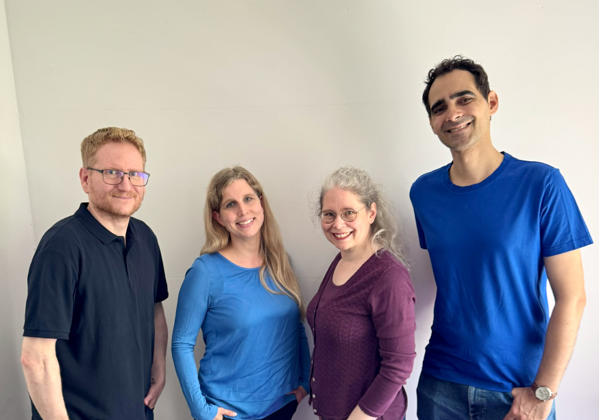 Volt Düsseldorf Direktkandidierende zur Landtagswahl 2027, vlnr: André Müller, Maria Fölling, Ramona Horlitz, Daniel Loerwald