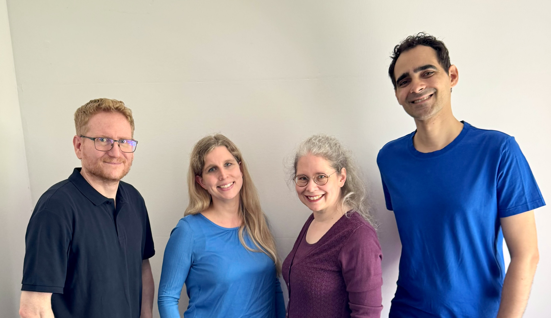 Volt Düsseldorf Direktkandidierende zur Landtagswahl 2027, vlnr: André Müller, Maria Fölling, Ramona Horlitz, Daniel Loerwald