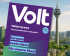 Bild des Deckblattes des Wahlprogrammes von Volt Düsseldorf 2025 vor einer Kulisse eines grünen Düsseldorfs mit dem Rheinturm im Hintergrund