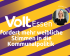 Grafik mit diagonalen lilafarbenen und gelben Streifen. In der Mitte steht der Text: Volt Essen fordert mehr weibliche Stimmen in die Kommunalpolitik. Rechts oben ein rundes Porträtfoto mit dem Namen Mandy Hindenburg.