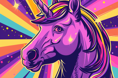 Einhorn mit Regenbogenfarben