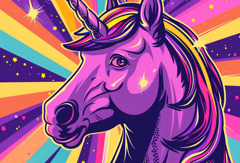 Einhorn mit Regenbogenfarben