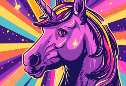 Einhorn mit Regenbogenfarben