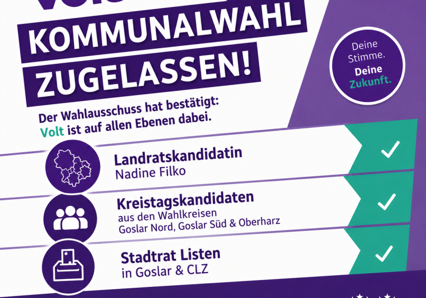 Volt Goslar zur Kommunalwahl 2026 zugelassen
