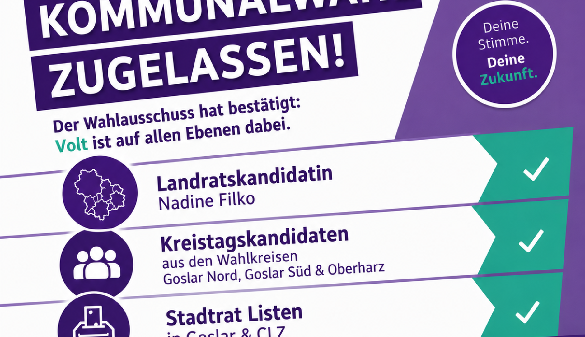 Volt Goslar zur Kommunalwahl 2026 zugelassen