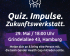Die Silhouette einer Frau ist unterschrieben mit: Quiz, Impulse, Zukunftswerkstatt. 29. Mai, 18 Uhr Grindeallee 43 Hamburg. Melde dich an und bring eine Person mit, die beim Gender Health Gap mitreden sollte. Volt Hamburg Women.
