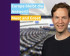 Rechts der freundlich lächelnde Damian Boeselager auf dem Hintergrund des Europaparlaments. Mittig der Schriftzug: Europa bleibt die Antwort, Meet and Greet