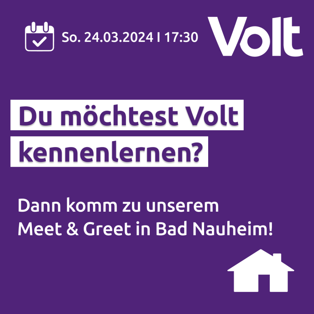 Meet & Greet von Volt in Bad Nauheim. Du möchtest Volt kennenlernen? Komme gern am 24. März ab 17:30 Uhr in das Mangal Grill Restaurant