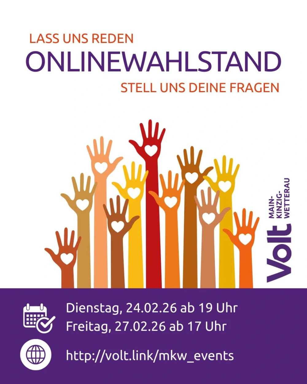 Slide mit Werbung für einen Online-Wahlstand