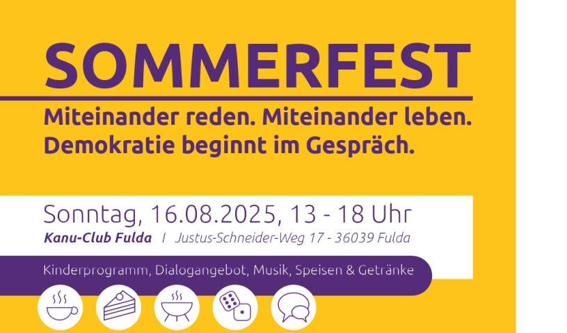 Sommerfest Volt Osthessen am Kanu-Club Fulda - Miteinander reden. Miteinander leben. Demokratie beginnt im Gespräch.