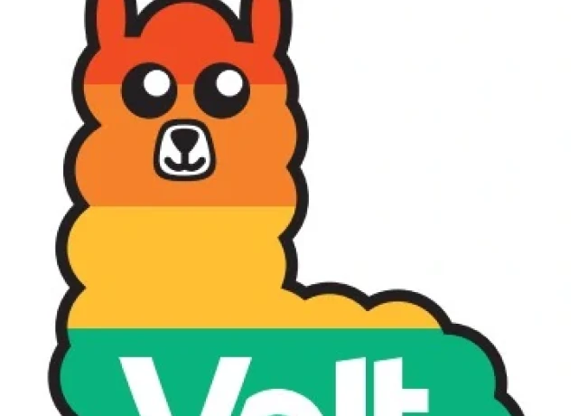 Maskottchen Alpaka in Regenbogenfarben