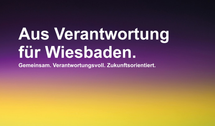 Sondierungspapier Wiesbaden. Text: Aus Verantwortung für Wiesbaden. Gemeinsam. Verantwortungsvoll. Zukunftsorientiert.