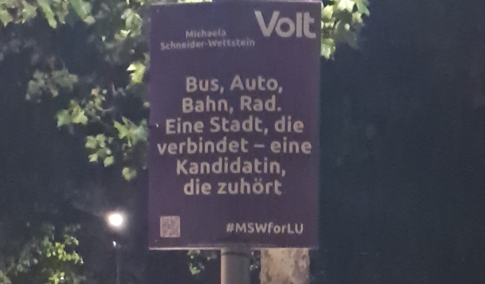 Plakatmotiv Bus, Auto, Bahn, Rad.