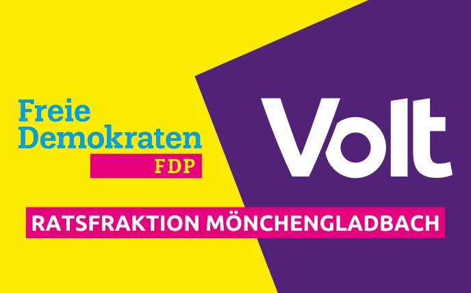 Das Bild zeigt das Logo der Ratsfraktion FDP-Volt Mönchengladbach