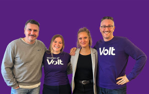 Direktkandidierende Volt München. Von links nach rechts: Marco Heumann, Alexandra Lang, Anna Schwarzmann, Massimo Ferraro