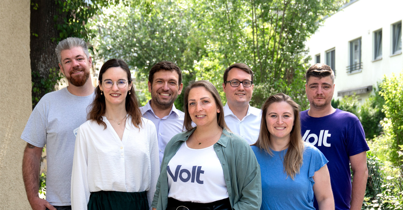 Die Spitzenkandidierenden von Volt München für die Kommunalwahl 2026 zusammen mit den Campaign Leads.