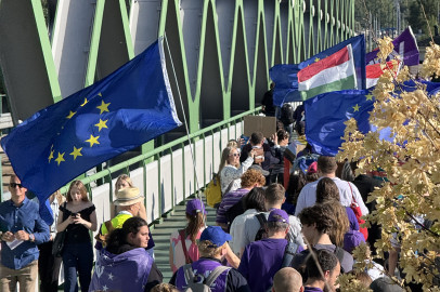 Volt Members from all over europe, with flags on the streets