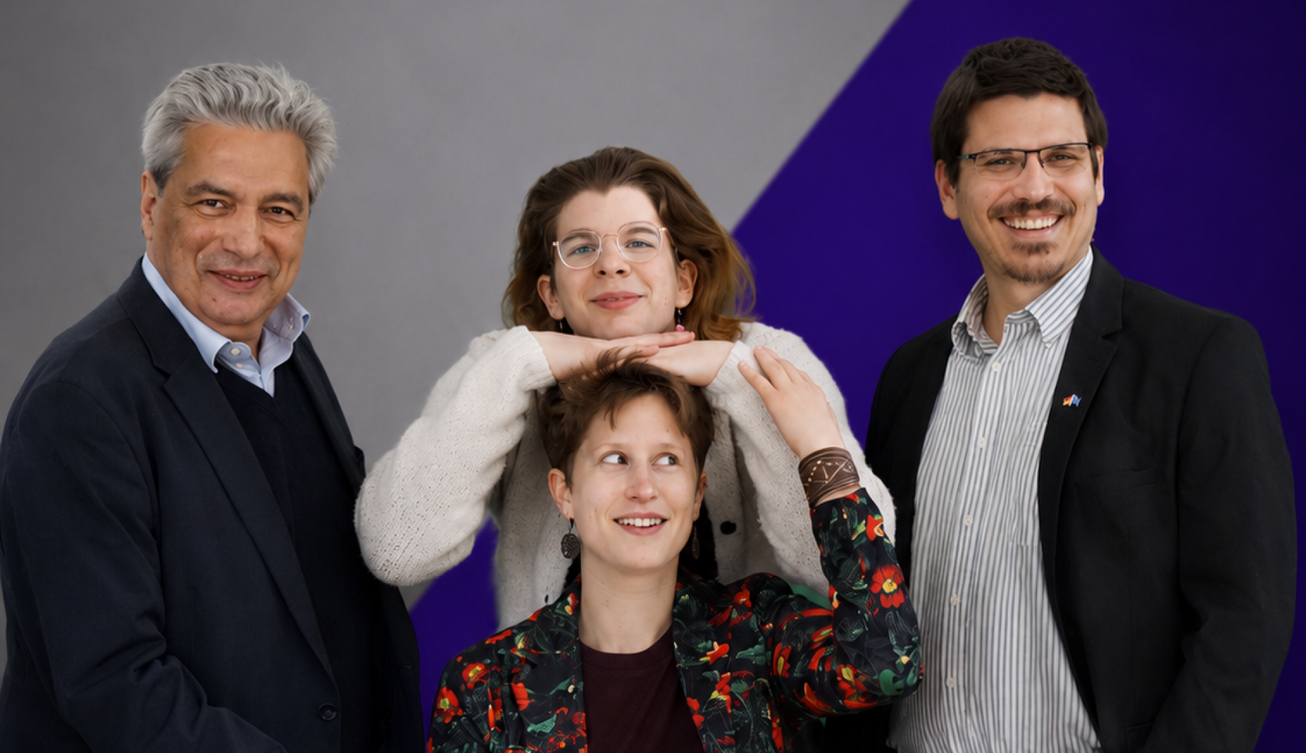 Das vier Spitzenkandidierenden von Volt zur Landtagswahl.