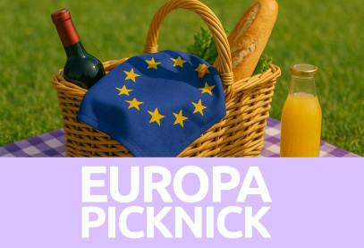 Picknickkorb mit Europaflagge