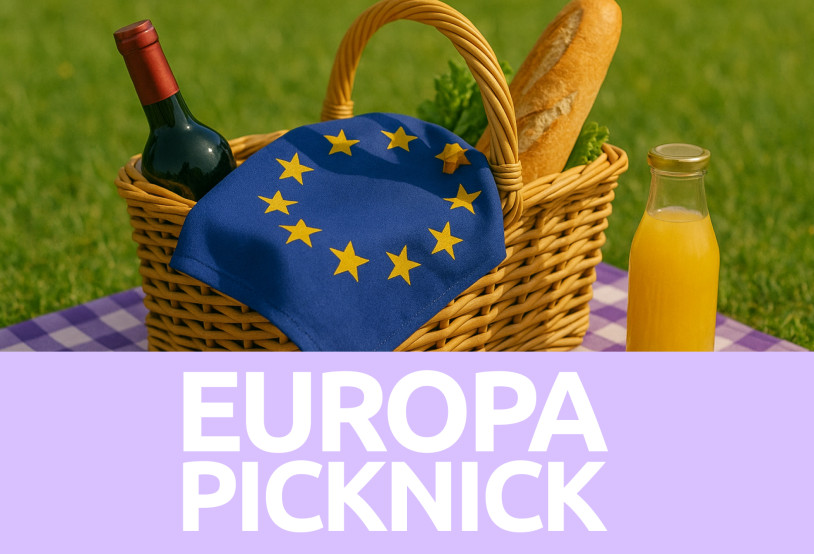 Picknickkorb mit Europaflagge