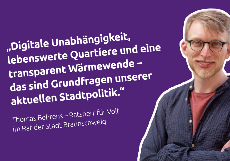 Thomas Behrens, Ratsherr Volt, Portrait und Zitat