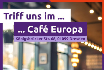 Sharepic Volt Stammtisch: Triff uns im Café Europa