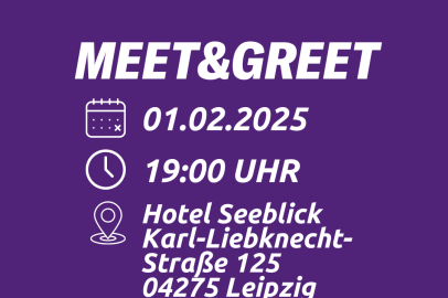 Meet&Greet am 01.02.2025 19:00 im Hotel Seeblick, Karl-Liebknecht-Straße 125, 04275 Leipzig