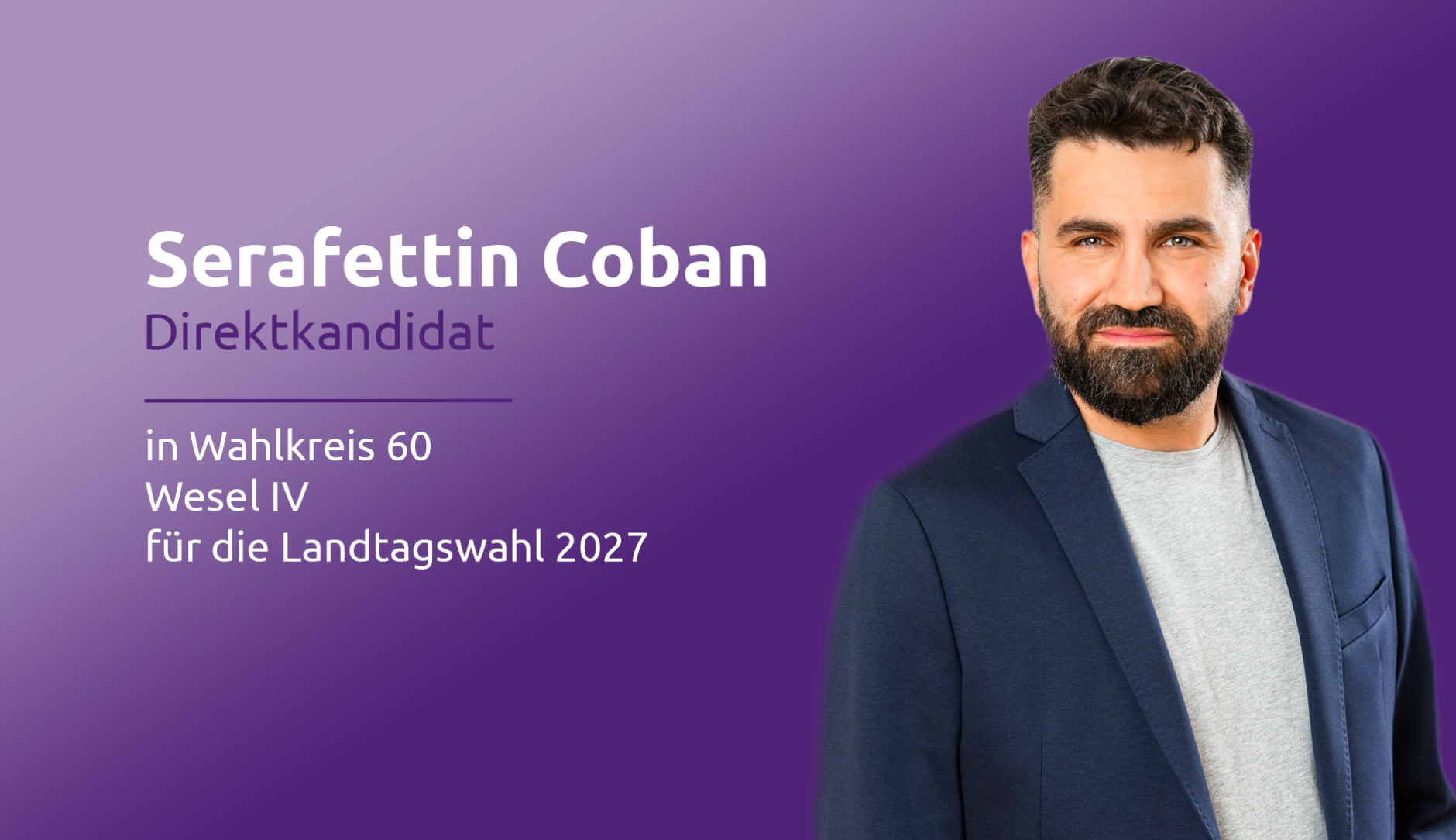 Ein Bild von Serafettin Coban, Direktkandidat für Wesel 4 bei der Landtagswahl 2027