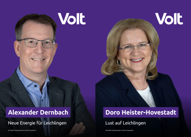 Wahlplakat NRW - Zeigt Alexander Dernbach kandidiert als Stadtrat und Doro Heister-Hovestadt Bürgermeisterkandidatin.