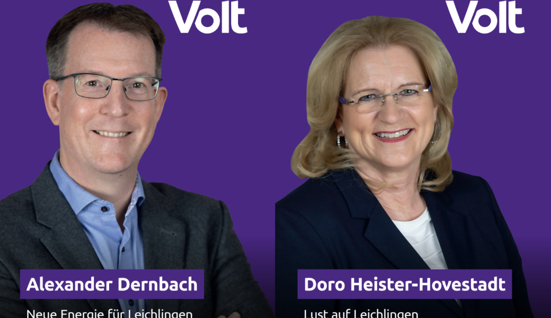 Wahlplakat NRW - Zeigt Alexander Dernbach kandidiert als Stadtrat und Doro Heister-Hovestadt Bürgermeisterkandidatin.