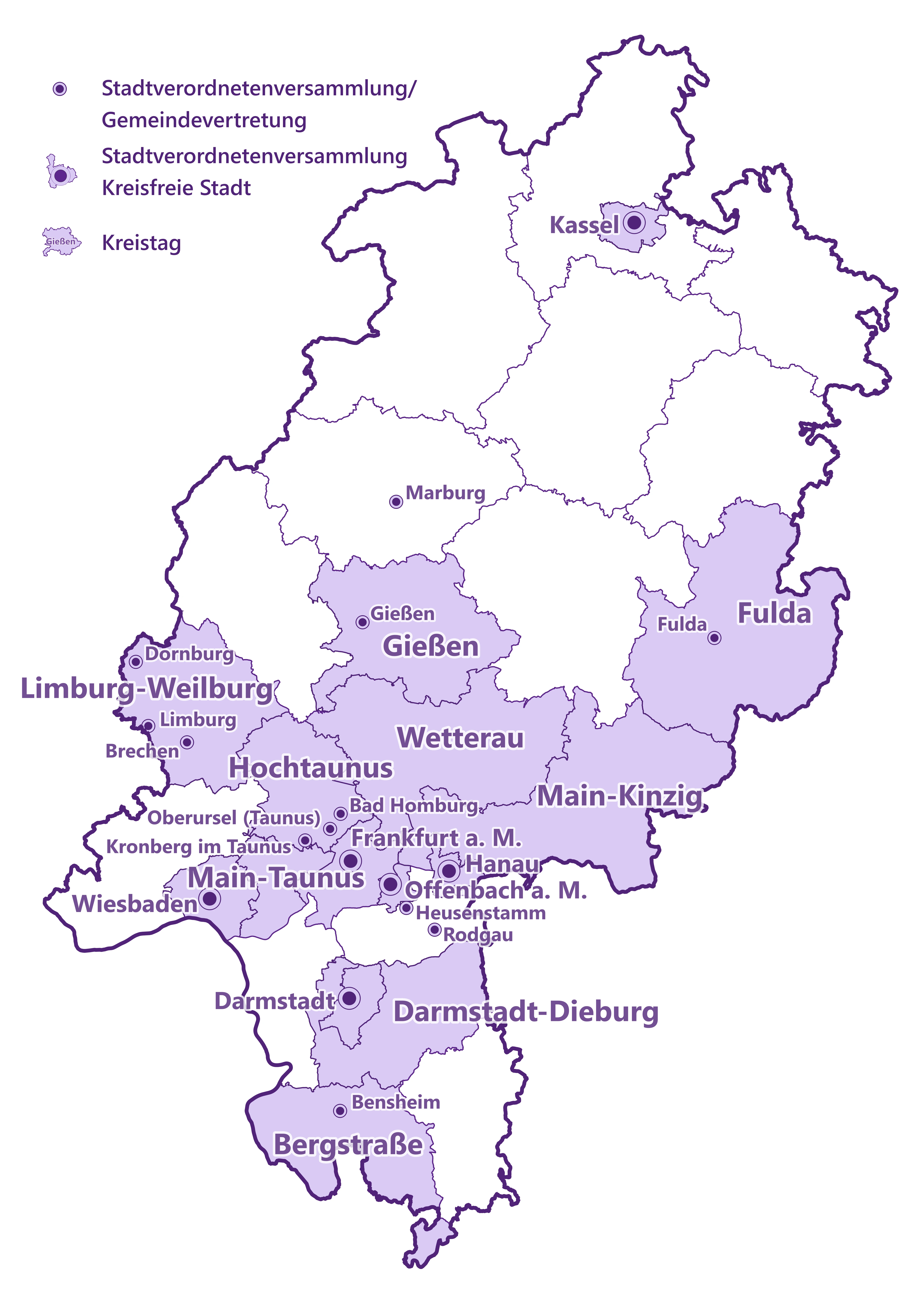 &Uuml;bersichtskarte Volt Hessen Kommunalwahl 2026